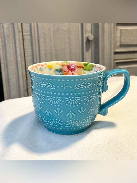 The Pioneer Woman Other - *Retired* Pioneer Woman Wildflower Whimsy Mug/Cup-16oz-Turquoise/Embossed/Floral